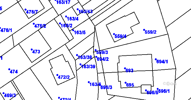 Parcela st. 559/3 v KÚ Radostice u Brna, Katastrální mapa