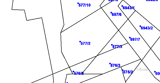 Parcela st. 577/2 v KÚ Radostice u Brna, Katastrální mapa