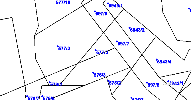 Parcela st. 577/3 v KÚ Radostice u Brna, Katastrální mapa