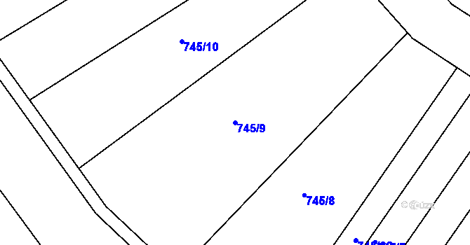 Parcela st. 745/9 v KÚ Radostice u Brna, Katastrální mapa