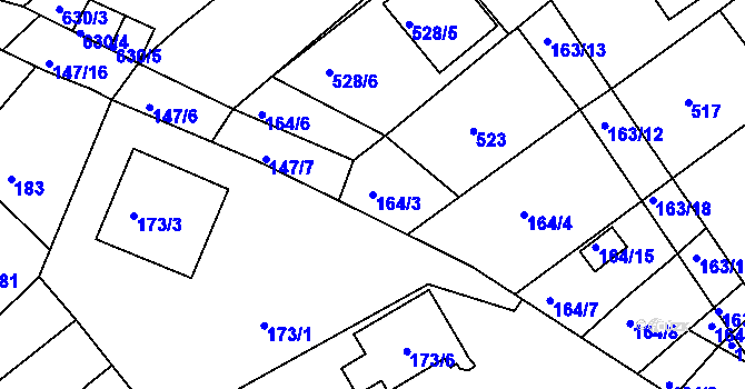 Parcela st. 164/3 v KÚ Radostice u Brna, Katastrální mapa