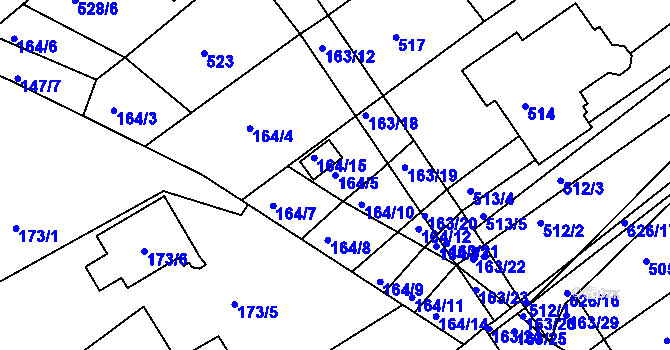 Parcela st. 164/5 v KÚ Radostice u Brna, Katastrální mapa