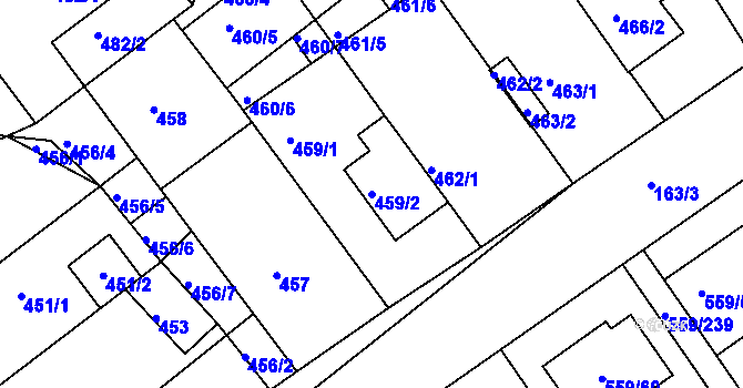 Parcela st. 459/2 v KÚ Radostice u Brna, Katastrální mapa