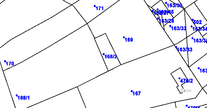 Parcela st. 168/2 v KÚ Radostice u Brna, Katastrální mapa