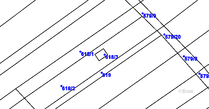 Parcela st. 618/3 v KÚ Radostice u Brna, Katastrální mapa