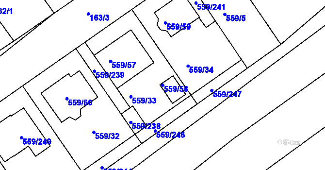Parcela st. 559/58 v KÚ Radostice u Brna, Katastrální mapa