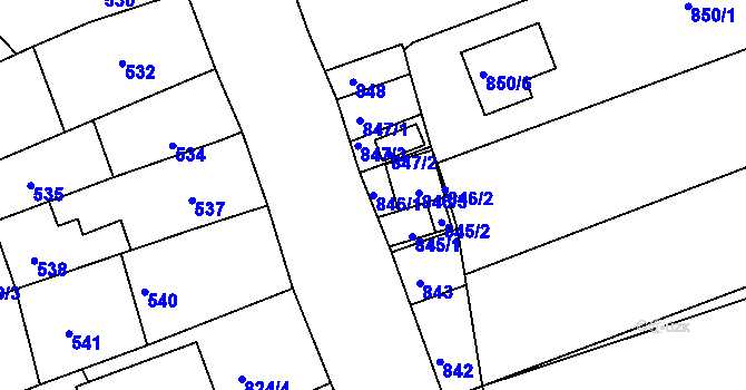 Parcela st. 846/1 v KÚ Radostice u Brna, Katastrální mapa