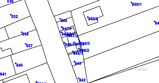 Parcela st. 846/2 v KÚ Radostice u Brna, Katastrální mapa