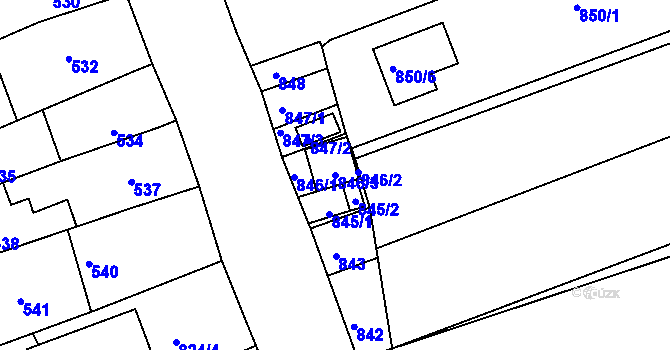 Parcela st. 846/3 v KÚ Radostice u Brna, Katastrální mapa