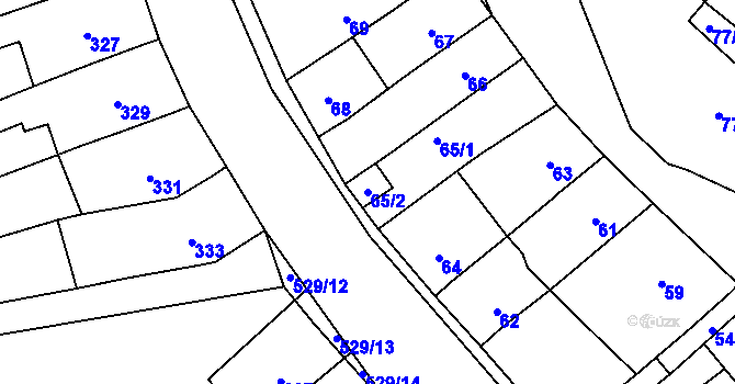 Parcela st. 65/2 v KÚ Radostice u Brna, Katastrální mapa