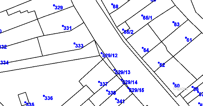 Parcela st. 529/12 v KÚ Radostice u Brna, Katastrální mapa