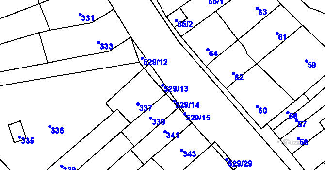 Parcela st. 529/13 v KÚ Radostice u Brna, Katastrální mapa