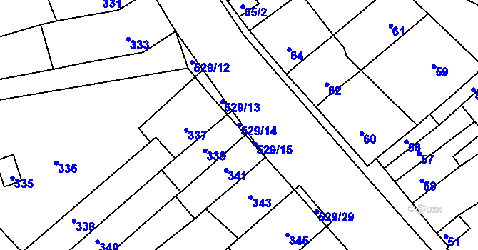 Parcela st. 529/14 v KÚ Radostice u Brna, Katastrální mapa