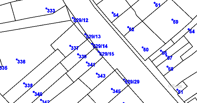 Parcela st. 529/15 v KÚ Radostice u Brna, Katastrální mapa