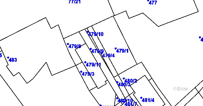 Parcela st. 479/4 v KÚ Radostice u Brna, Katastrální mapa