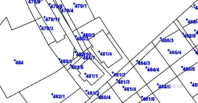 Parcela st. 481/4 v KÚ Radostice u Brna, Katastrální mapa
