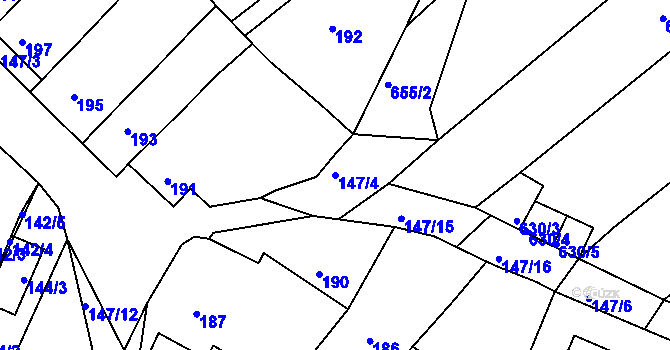 Parcela st. 147/4 v KÚ Radostice u Brna, Katastrální mapa
