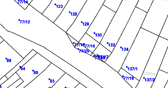 Parcela st. 77/16 v KÚ Radostice u Brna, Katastrální mapa