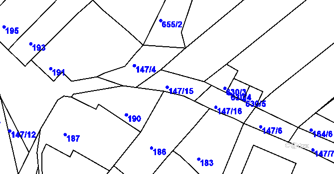 Parcela st. 147/15 v KÚ Radostice u Brna, Katastrální mapa