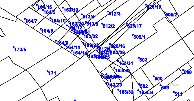 Parcela st. 163/26 v KÚ Radostice u Brna, Katastrální mapa