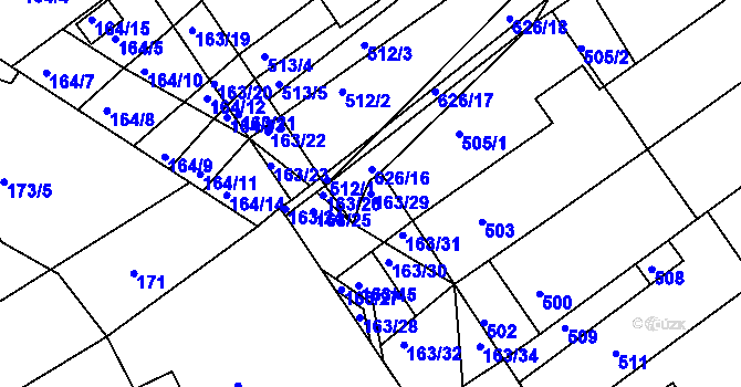 Parcela st. 163/29 v KÚ Radostice u Brna, Katastrální mapa