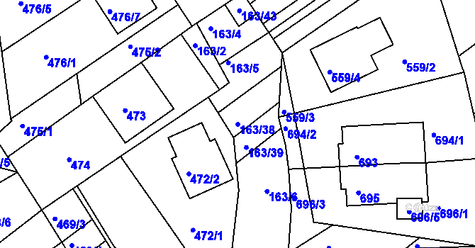 Parcela st. 163/38 v KÚ Radostice u Brna, Katastrální mapa
