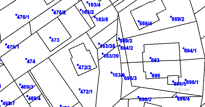 Parcela st. 163/39 v KÚ Radostice u Brna, Katastrální mapa