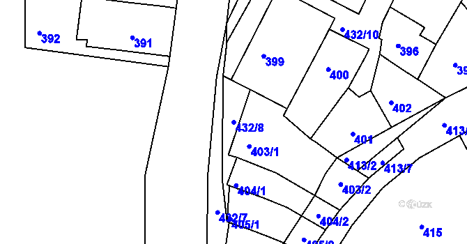 Parcela st. 432/8 v KÚ Radostice u Brna, Katastrální mapa