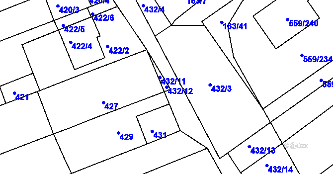 Parcela st. 432/12 v KÚ Radostice u Brna, Katastrální mapa