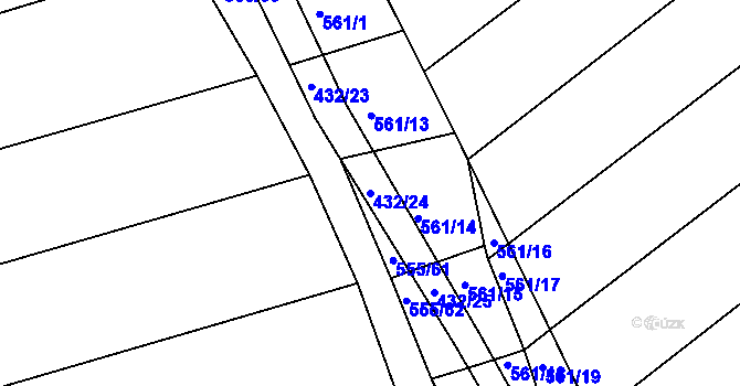 Parcela st. 432/24 v KÚ Radostice u Brna, Katastrální mapa