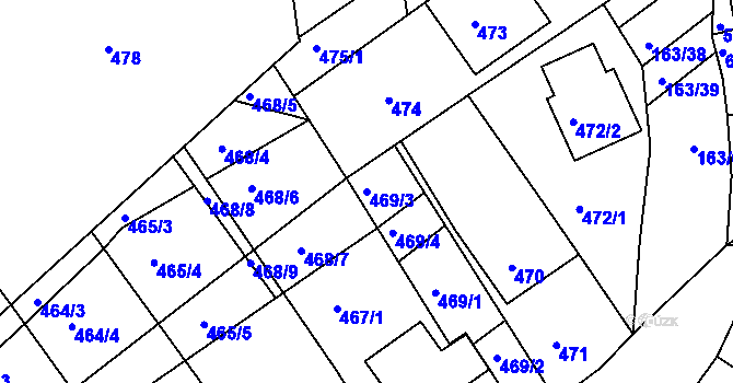 Parcela st. 469/3 v KÚ Radostice u Brna, Katastrální mapa