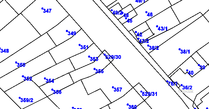 Parcela st. 529/30 v KÚ Radostice u Brna, Katastrální mapa