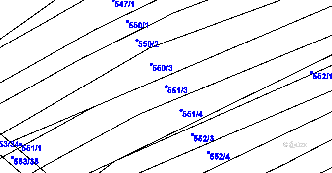 Parcela st. 551/3 v KÚ Radostice u Brna, Katastrální mapa