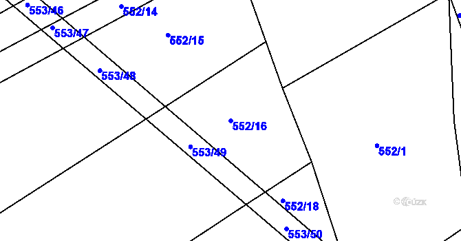 Parcela st. 552/16 v KÚ Radostice u Brna, Katastrální mapa