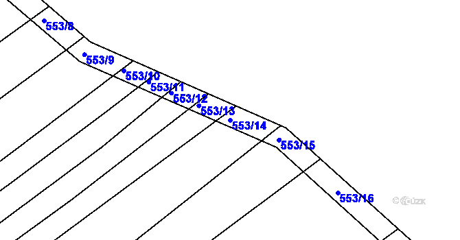 Parcela st. 553/14 v KÚ Radostice u Brna, Katastrální mapa