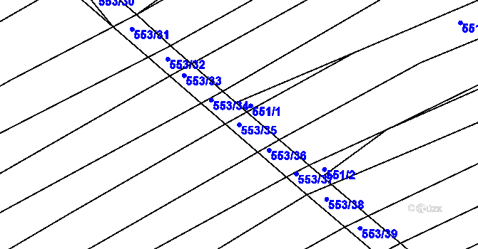 Parcela st. 553/35 v KÚ Radostice u Brna, Katastrální mapa