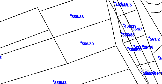 Parcela st. 555/39 v KÚ Radostice u Brna, Katastrální mapa