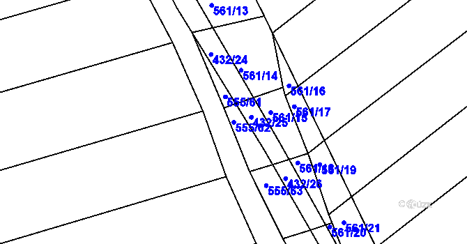 Parcela st. 555/62 v KÚ Radostice u Brna, Katastrální mapa