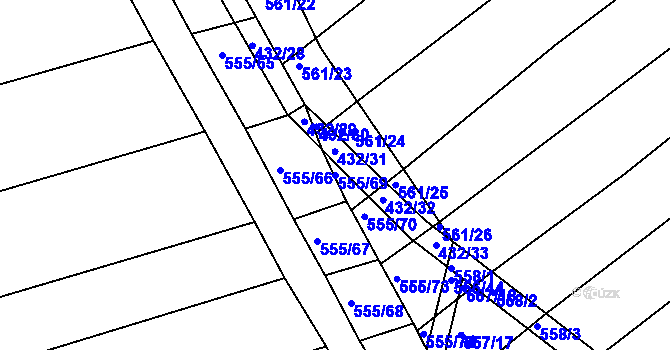 Parcela st. 555/69 v KÚ Radostice u Brna, Katastrální mapa