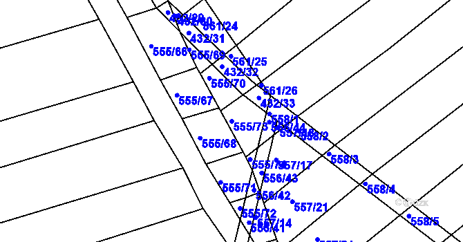 Parcela st. 555/73 v KÚ Radostice u Brna, Katastrální mapa
