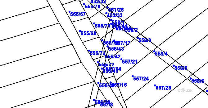 Parcela st. 556/42 v KÚ Radostice u Brna, Katastrální mapa