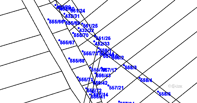 Parcela st. 556/44 v KÚ Radostice u Brna, Katastrální mapa