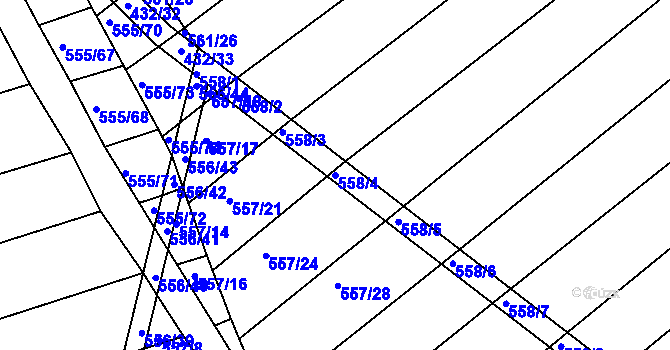 Parcela st. 558/4 v KÚ Radostice u Brna, Katastrální mapa