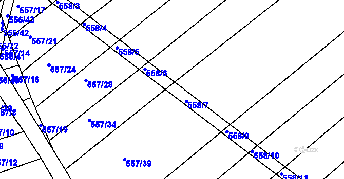 Parcela st. 558/7 v KÚ Radostice u Brna, Katastrální mapa