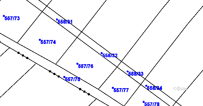Parcela st. 558/32 v KÚ Radostice u Brna, Katastrální mapa