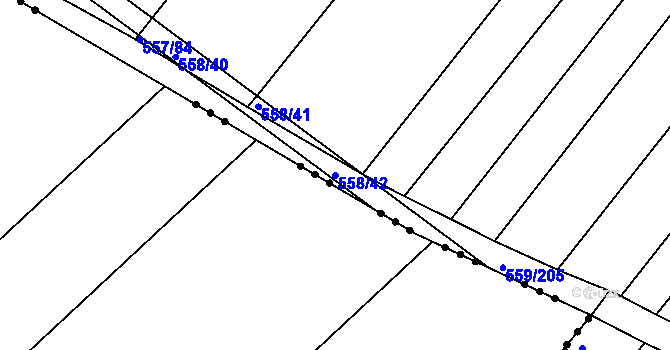 Parcela st. 558/42 v KÚ Radostice u Brna, Katastrální mapa