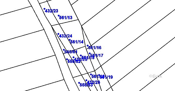 Parcela st. 561/16 v KÚ Radostice u Brna, Katastrální mapa