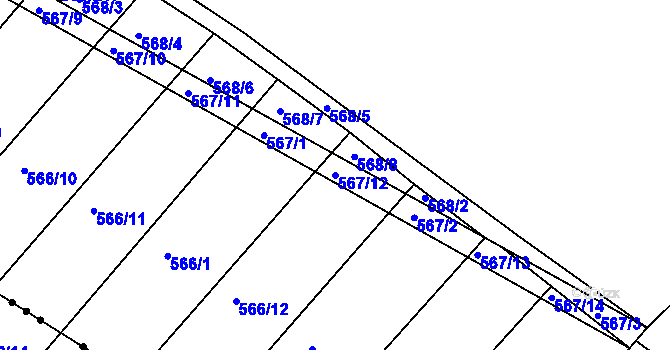 Parcela st. 567/12 v KÚ Radostice u Brna, Katastrální mapa