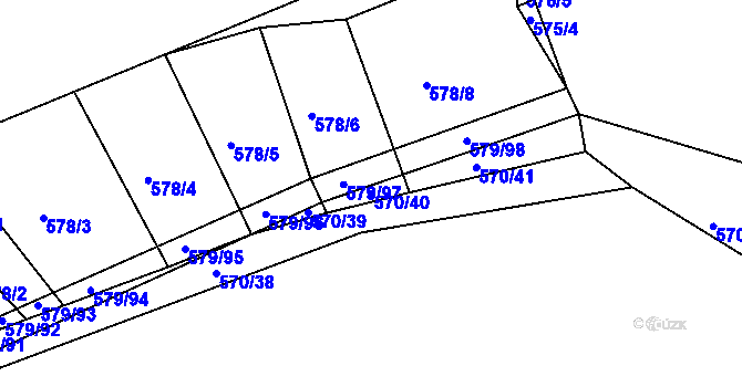 Parcela st. 570/40 v KÚ Radostice u Brna, Katastrální mapa