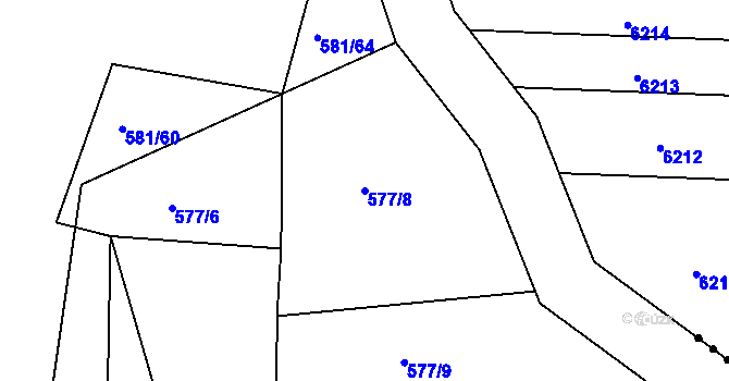 Parcela st. 577/8 v KÚ Radostice u Brna, Katastrální mapa